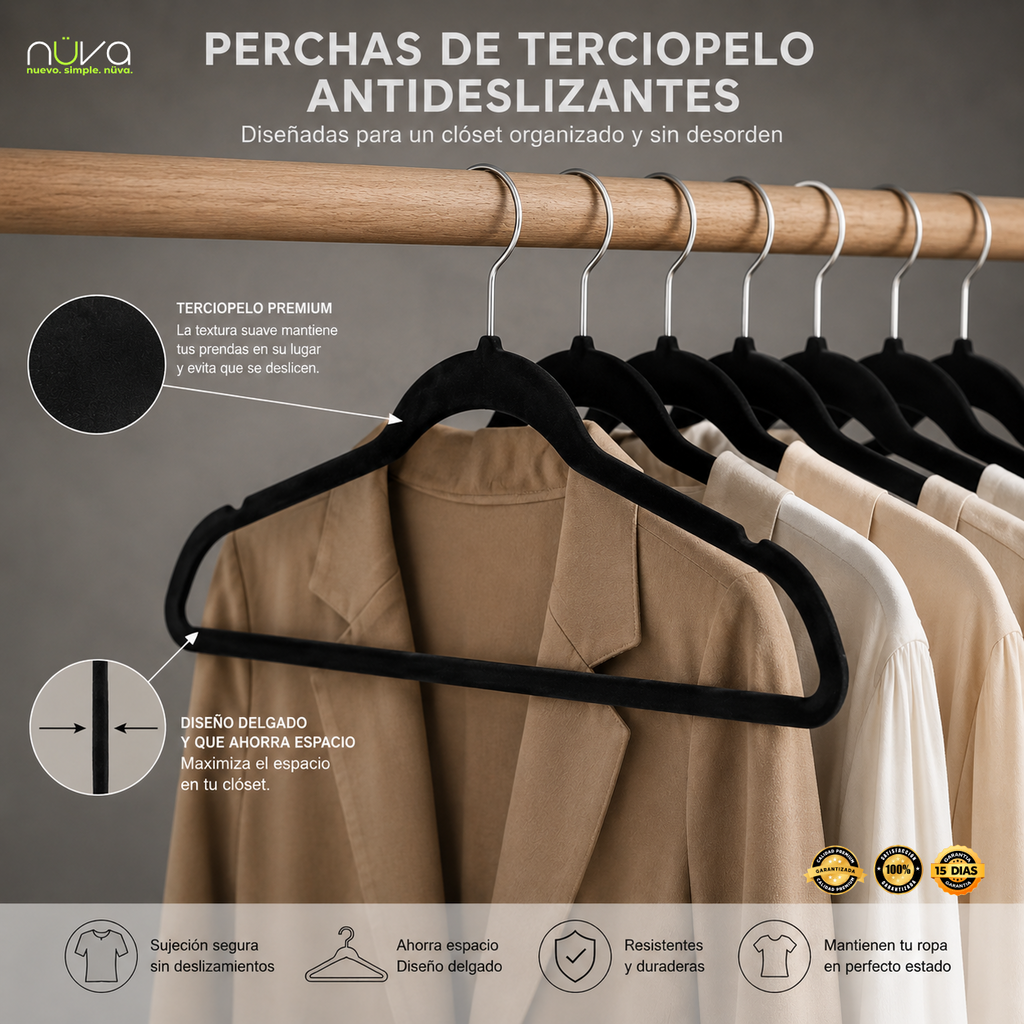 SlimVelvet™ - Perchas de terciopelo (Pack de 10)